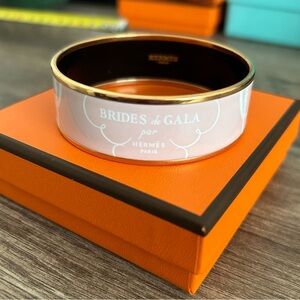 Hermes Brides de Gala Pink and Gold Enamel Bangle